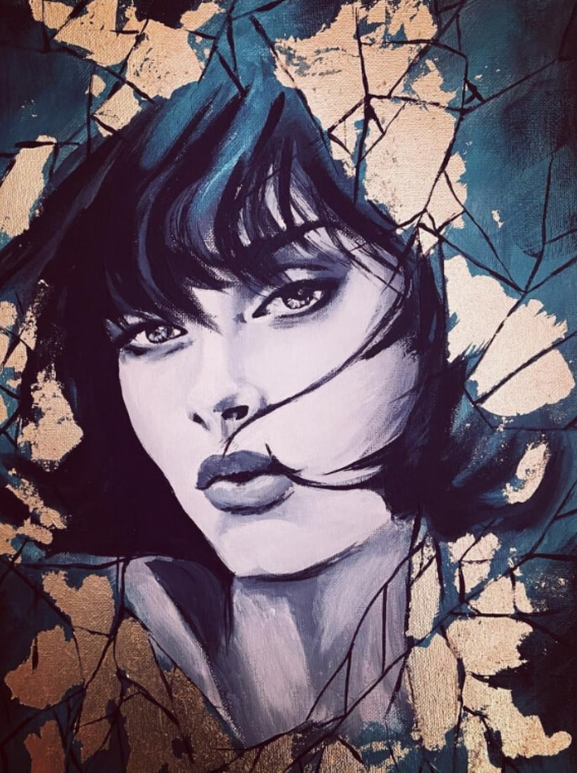 Sylvia Cohen- Original painting on canvas with gold leaf (1 of 1)