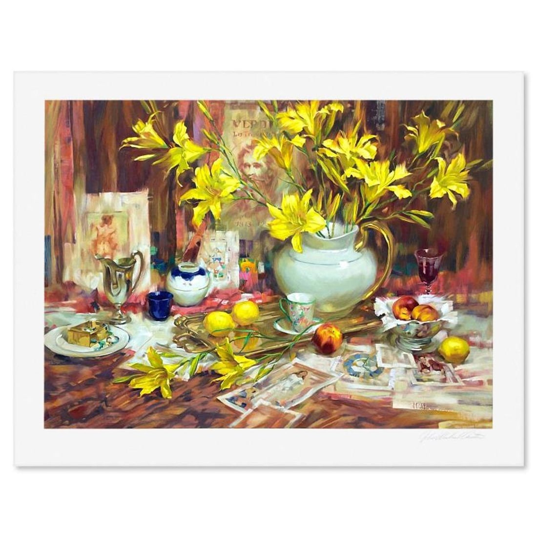John Michael Carter, "Symphony with Lilies" Limited Edition Printer's Proof Serigraph, Numbered and: Symphony with Lilies is a limited edition printer's proof serigraph on paper by John Michael Carter, numbered and hand signed by the artist. Includes Letter of Authenticity. Measures approx. 30.5" x 3