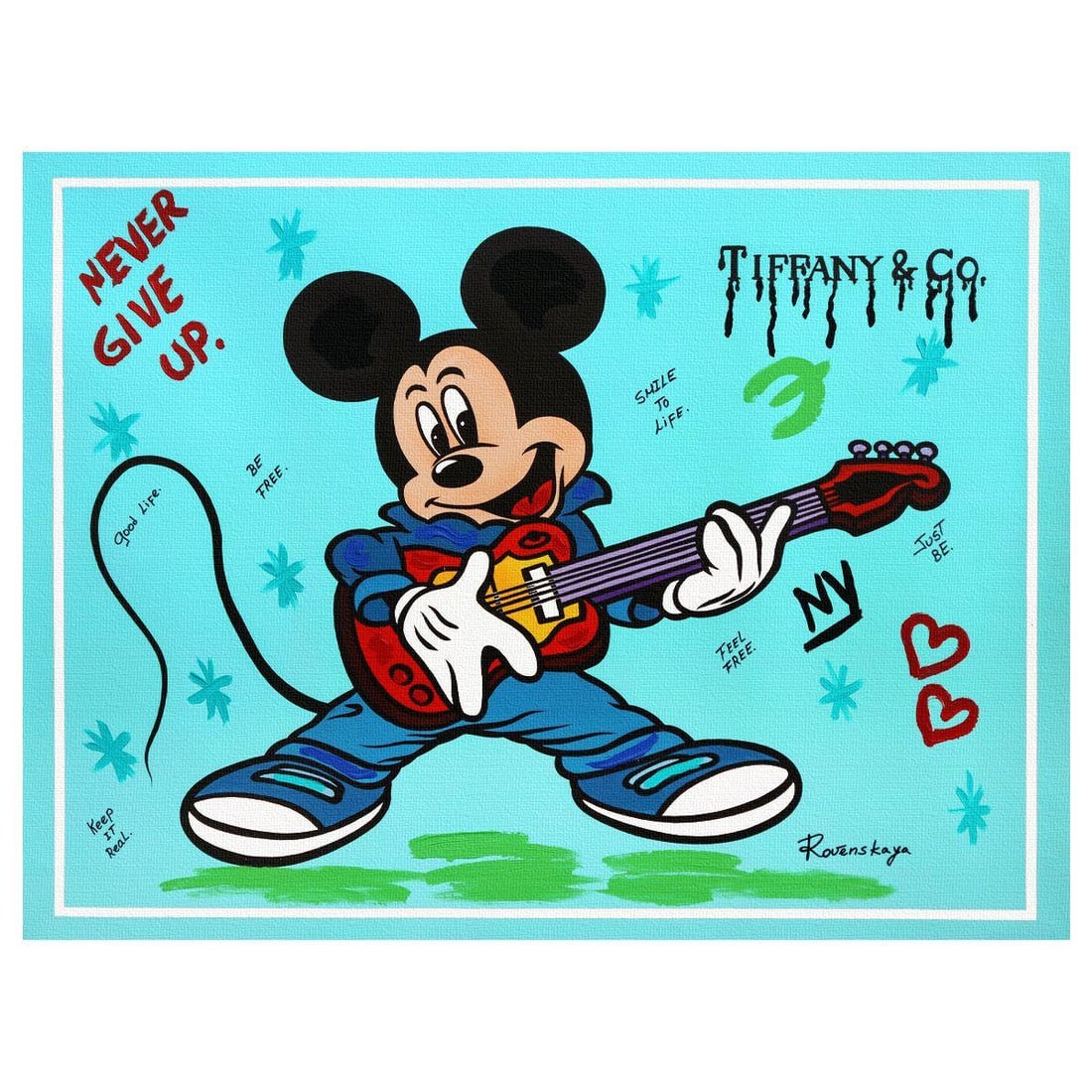 Nastya Rovenskaya- Original Mixed Media on Canvas "Brand Ambassador": Artist: Nastya Rovenskaya. Medium: Original Mixed Media on Canvas. Title: Brand Ambassador. Size: 30" x 40". Signature: Hand signed. Certificate of Authenticity: Is included. Reference#: 80705.