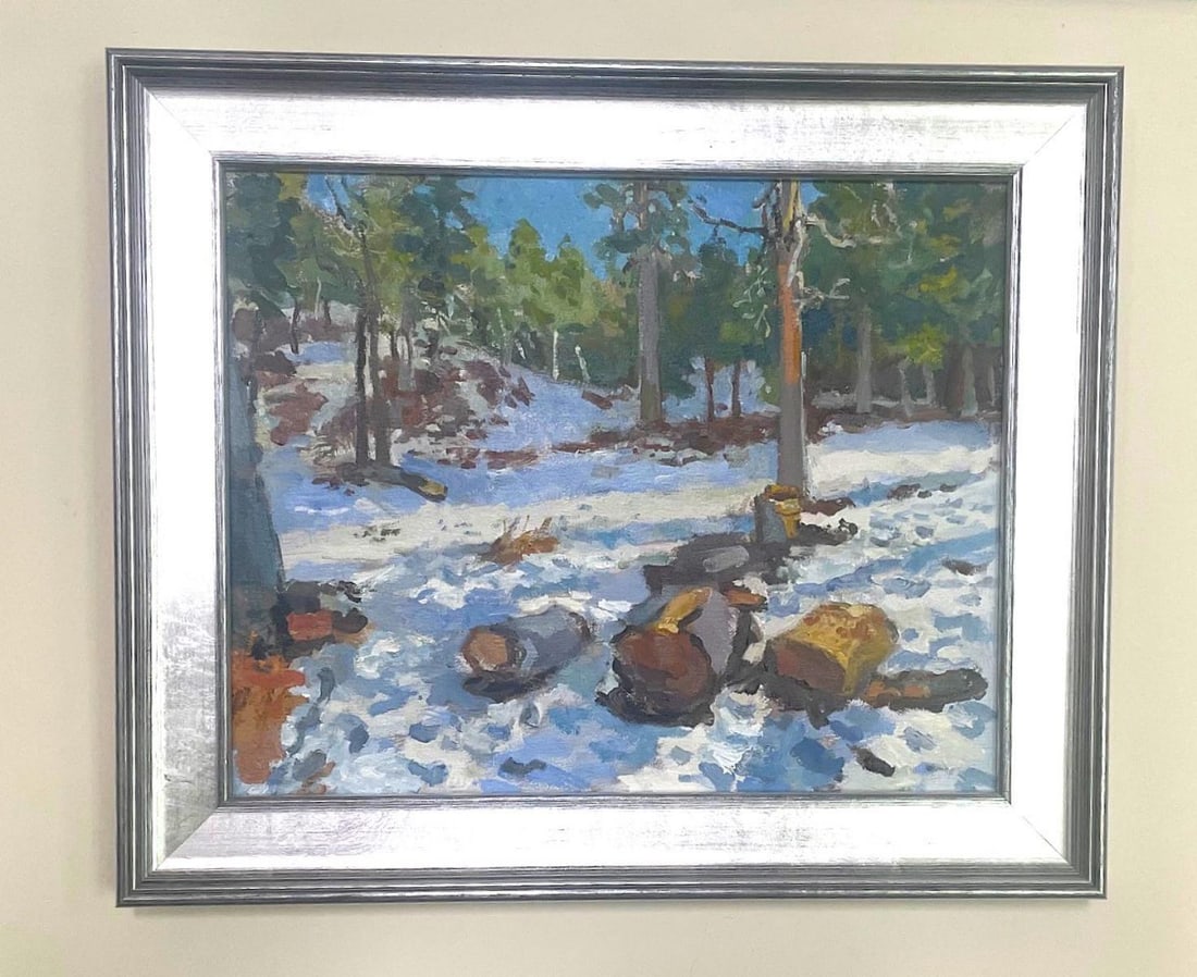 Boris Tyomkin - Oil on canvas "Melting Snow. Los Angeles Mountains": Artist: Boris Tyomkin . Medium: Oil on canvas. Title: Melting Snow. Los Angeles Mountains. Size: 16" x 20". Reference#: 25175.