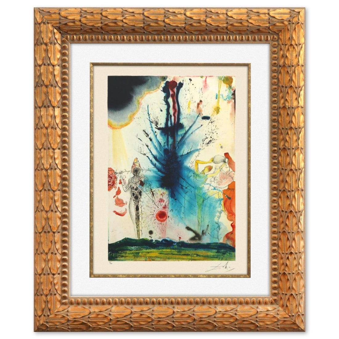 Salvador Dali- Original Lithograph "The Land of Milk and Honey": Artist: Salvador Dali. Medium: Original Lithograph. Title: The Land of Milk and Honey. Size: 20" x 16". Measures approx. 39" x 32" (framed). Signature: Hand signed and numbered. Certificate of Authent