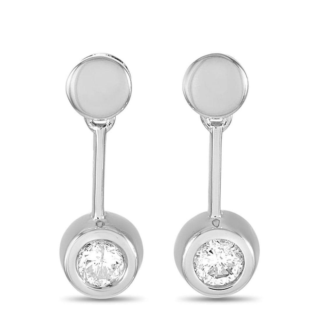 14K WHITE GOLD 0.25 CT DIAMOND EARRINGS: These earrings are made of 14K white gold and embellished with diamonds that total 0.25 carats. The earrings measure 0.63 in length and 0.19 in width and each of the two weighs 1.2 grams.The pair is o