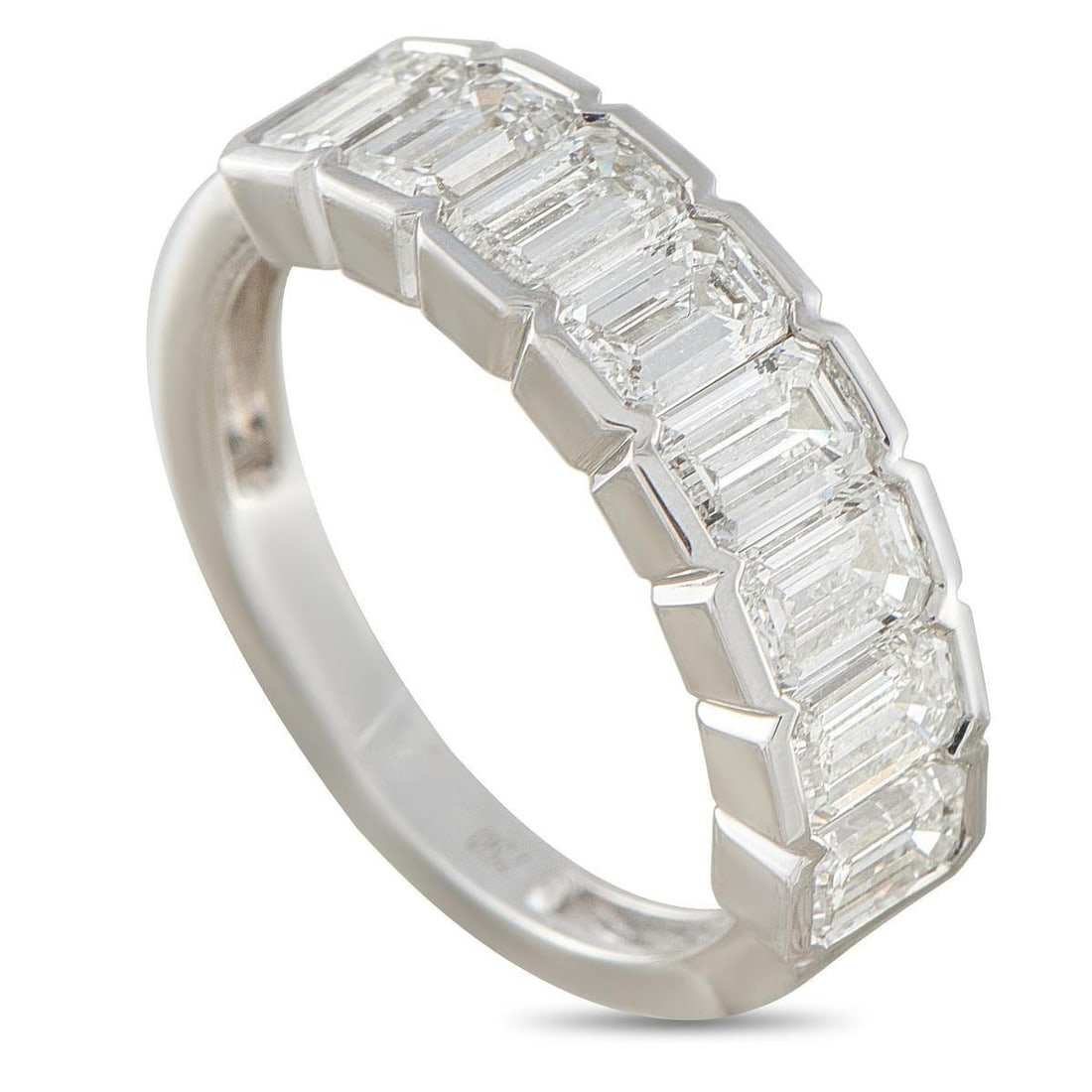 18K WHITE GOLD 2.30CT DIAMOND RING: This luxury ring is chic and incredibly sophisticated. Set in 18K White Gold, a series of Diamonds totaling 2.30 carats make it come alive every time it catches the light. A 2mm wide band and a 2mm to