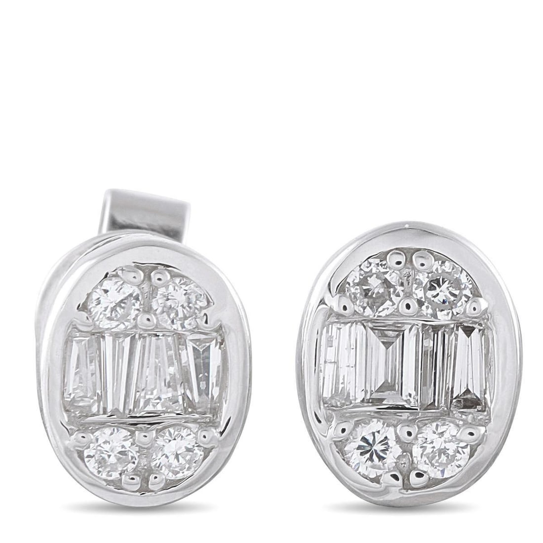 14K WHITE GOLD 0.40CT DIAMOND CLUSTER OVAL STUD EARRINGS: An oval-shaped setting makes these luxury earrings a timeless addition to any jewelry collection. Sleek and elegant, they come to life thanks to a sparkling array of Diamonds totaling 0.40 carats. Eac