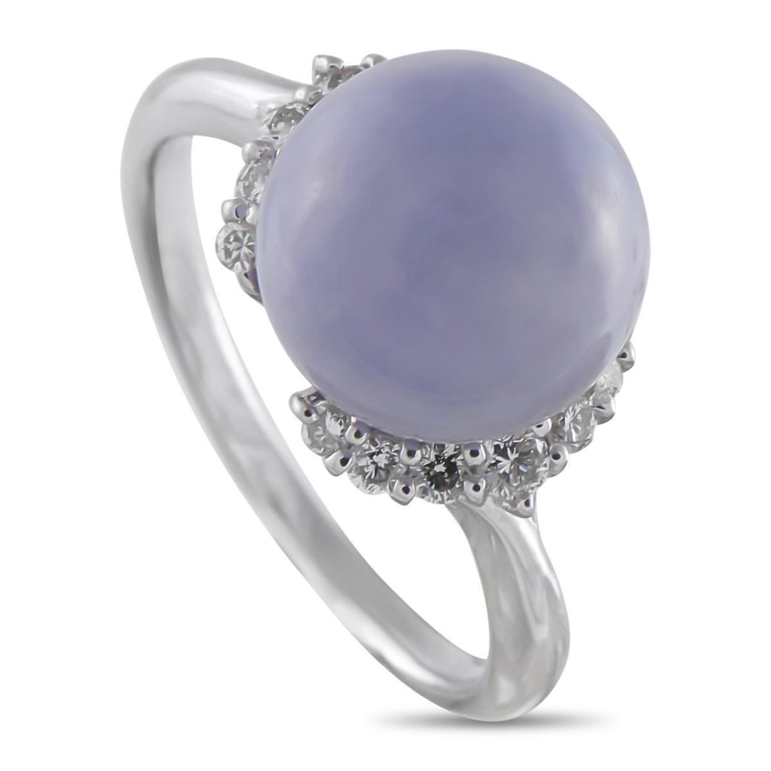 PLATINUM 0.40CT DIAMOND AND JADE RING: This luxury ring simply unforgettable. At the center, a lavender Jade center stone makes this piece endlessly captivating. The unique center stone is also surrounded by Diamond accents totaling 0.40 c