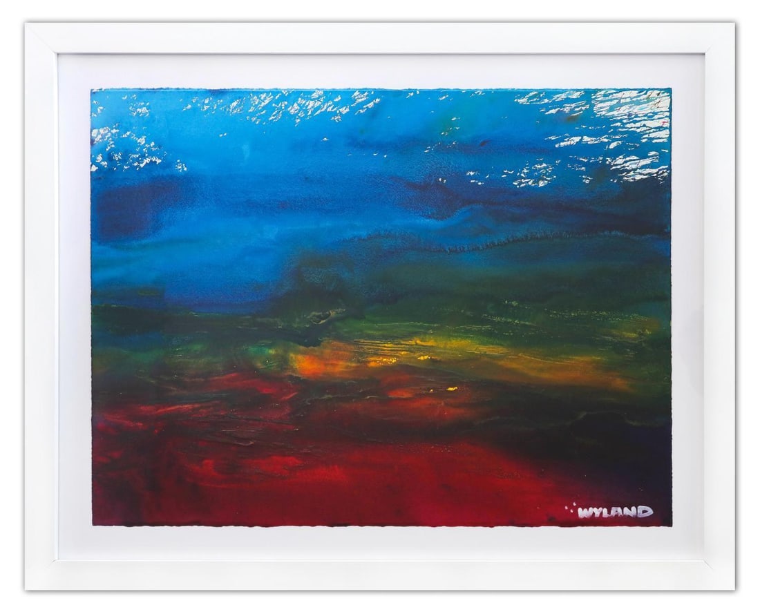 Wyland- Original Watercolor Painting on Deckle Edge Paper "Abstract": Artist: Wyland. Medium: Original Watercolor Painting on Deckle Edge Paper. Title: Abstract. Size: 22" x 30". Measures approx. 29" x 36" (framed). Signature: Hand Signed by the artist. Certificate of A