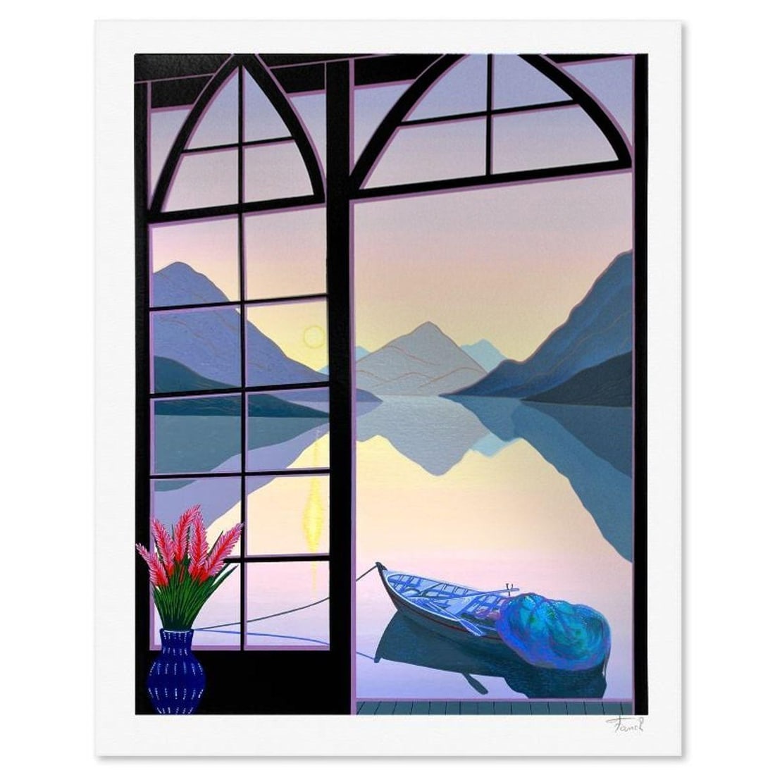 Fanch Ledan, "L'Aube Rayonnante" Limited Edition Serigraph, EA Numbered and Hand Signed with Letter: L'Aube Rayonnante is a limited edition serigraph on paper by Fanch, EA numbered and hand signed by the artist. Includes Letter of Authenticity. Measures approx. 20.5" x 16.5" (border), 18.5" x 14" (im