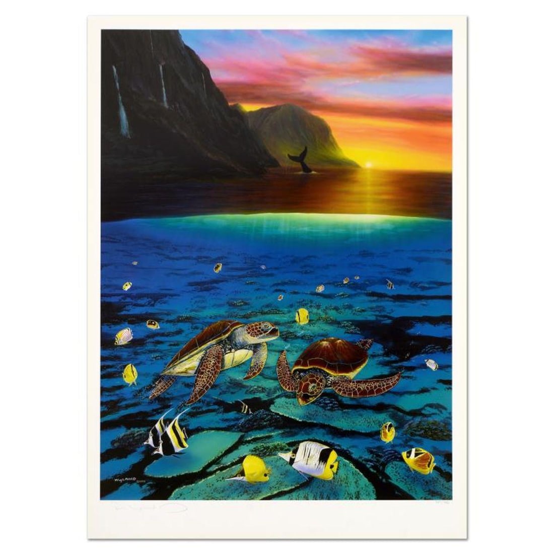 Wyland, "Ancient Mariner" Limited Edition Lithograph, Numbered and Hand Signed with Certificate of: Ancient Mariner is a limited edition lithograph on paper by Wyland, numbered and hand signed by the artist. Includes Certificate of Authenticity. Measures approx. 19.5" x 26.5" (border), 18" x 24" (im