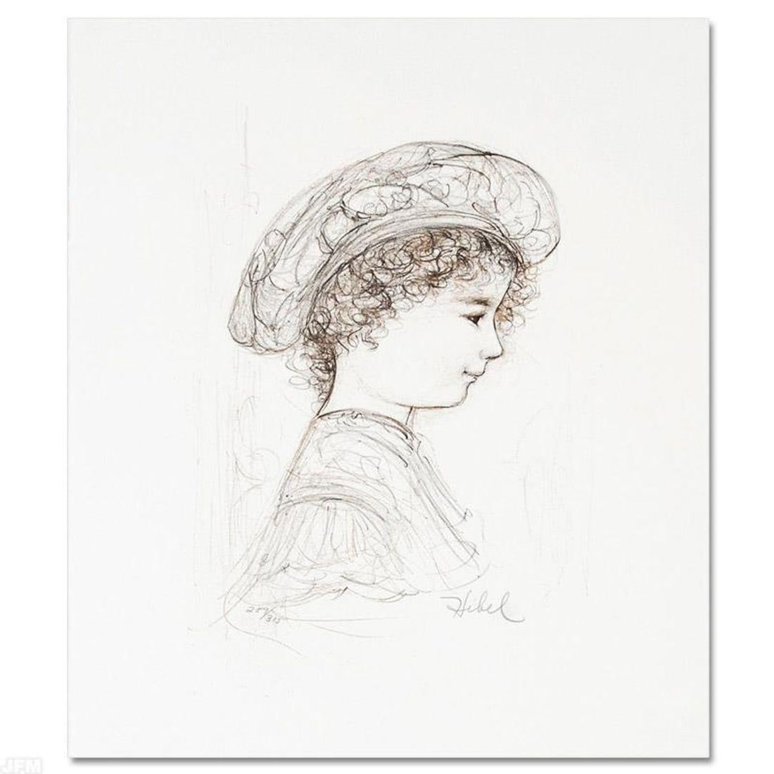 Ove Limited Edition Lithograph by Edna Hibel (1917-2014), Numbered and Hand Signed with Certificate: Ove is a limited edition lithograph on paper, numbered and hand signed by Edna Hibel (1917-2014). Includes Certificate of Authenticity! Measures approx. 10" x 16" (with border), 6.5" x 9" (image). Ref