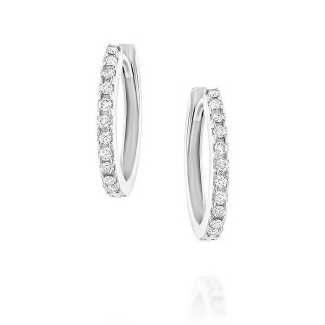 14kt White Gold 0.13ctw Diamond Earrings: One pair of 14k white gold earrings Jewelry Weight: 1.8Grs Total Diamonds Weight: 0.13Cts Main Stones Description: Quantity: 22 Cut and shape: Round Carats Weight: 0.13 Clarity: VS Color: F DSL Apprai