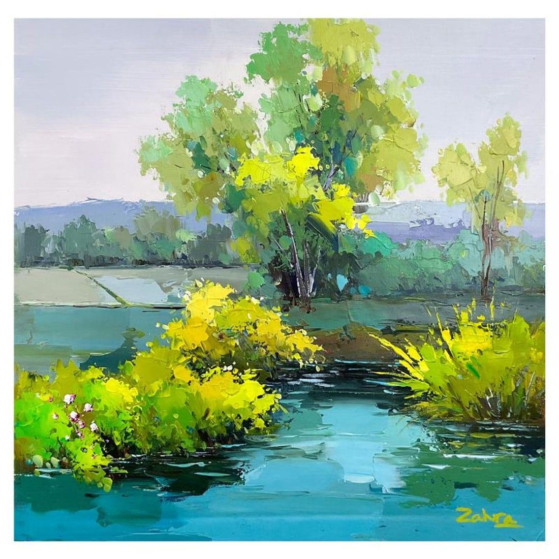 Zahra, Original Acrylic Painting on Canvas (24" x 24"), Hand Signed with Letter of Authenticity: This is an original acrylic painting on canvas by Zahra, hand signed by the artist. Includes Letter of Authenticity. Measures approx. 24" x 24" (image).