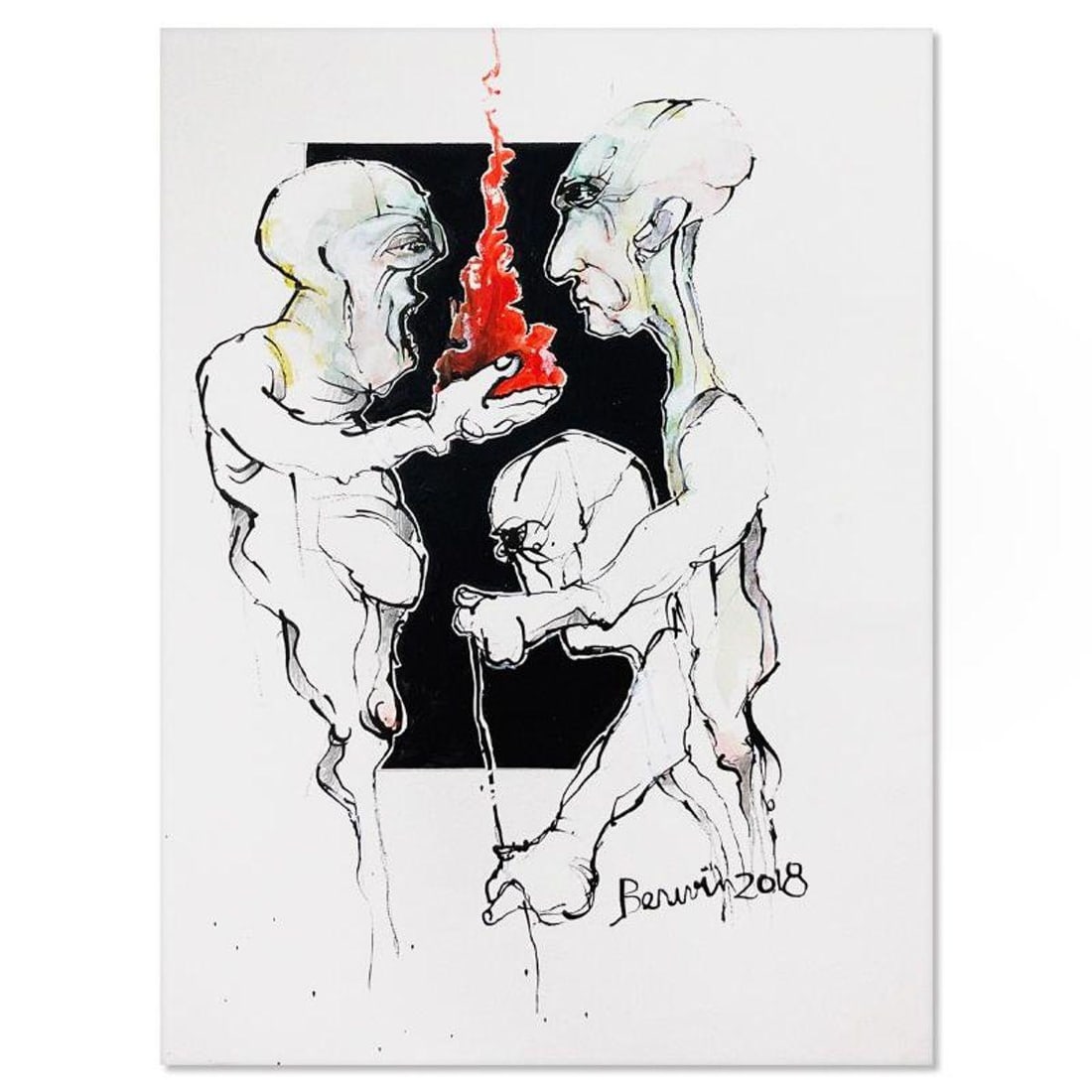 Milton Berwin (1925-2023), Original Painting (30" x 22.5"), Hand Signed with Letter of Authenticity. (1 of 2)