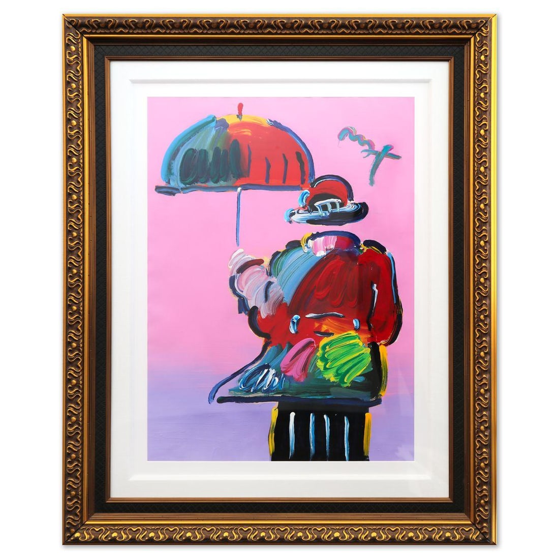 Peter Max- Mixed Media Painting on Paper "Umbrella Man" (1 of 2)