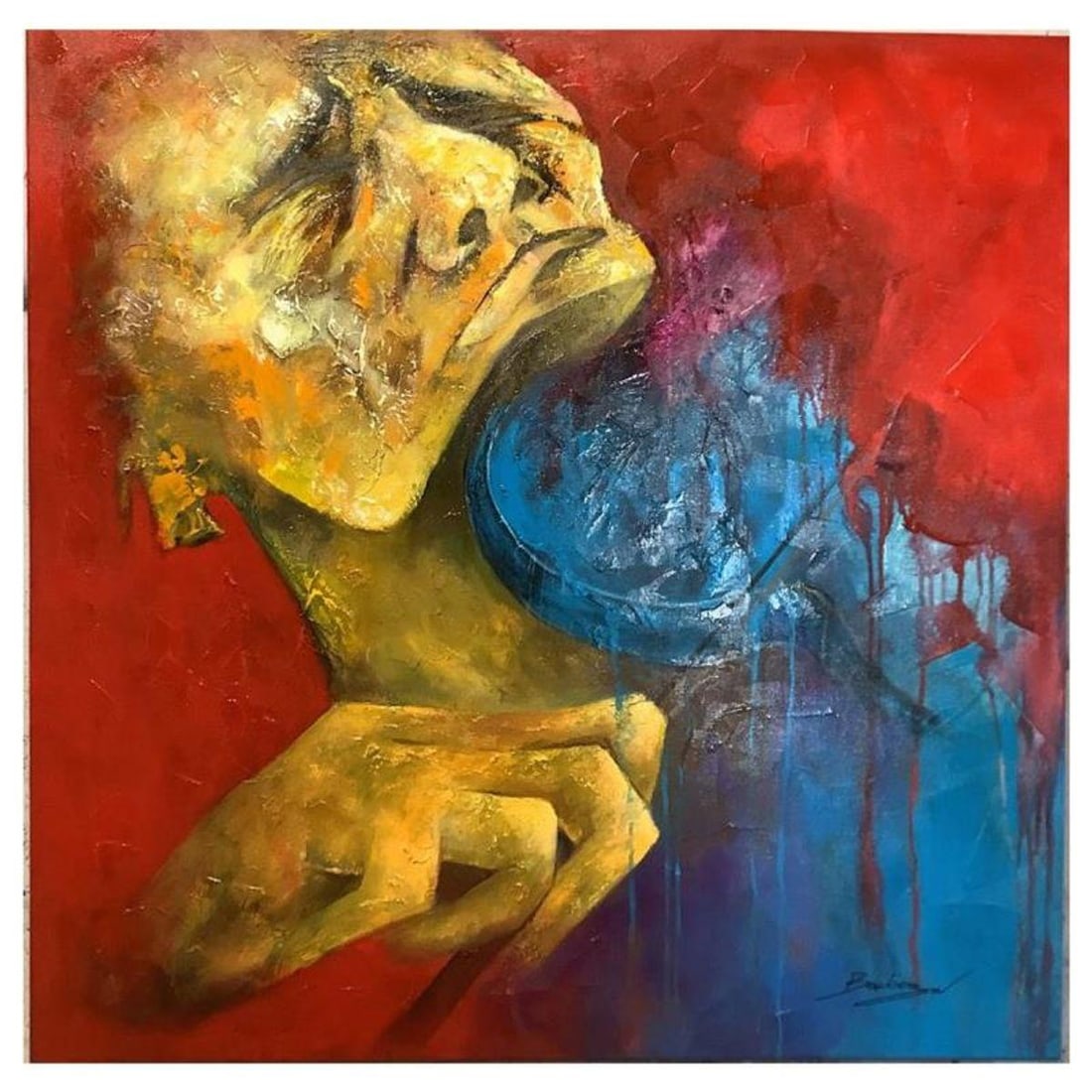 Berberyan, "Adajio" Hand Signed Original Painting on Canvas with Letter of Authenticity.: Adajio"& is an original acrylic mixed media painting on canvas by Ara Berberyan. The piece is hand signed and comes with a letter of authenticity. Measures approximately 36" x 36".