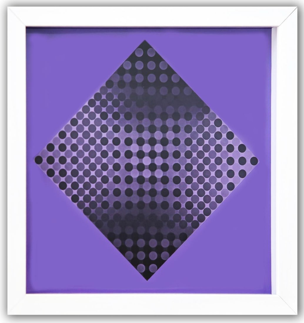 Victor Vasarely- Heliogravure Print "Untitled": Artist: Victor Vasarely. Medium: Heliogravure Print. Title: Untitled. Size: 10" x 10". Measures approx. 12" x 12" (framed). Additional: Custom Framed. Reference#: 21455.