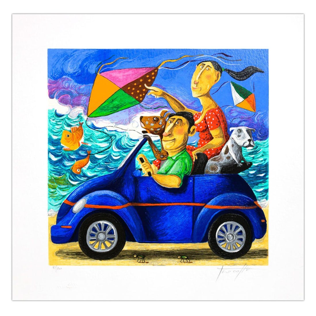 Pino Porcopio- SIlkscreen on Paper "Tra Onde E Aquiloni": Artist: Pino Porcopio. Medium: SIlkscreen on Paper. Title: Tra Onde E Aquiloni. Size: 12" x 12". Signature: Hand Signed and numbered. Certificate of Authenticity: Is included. Additional: Edition numb