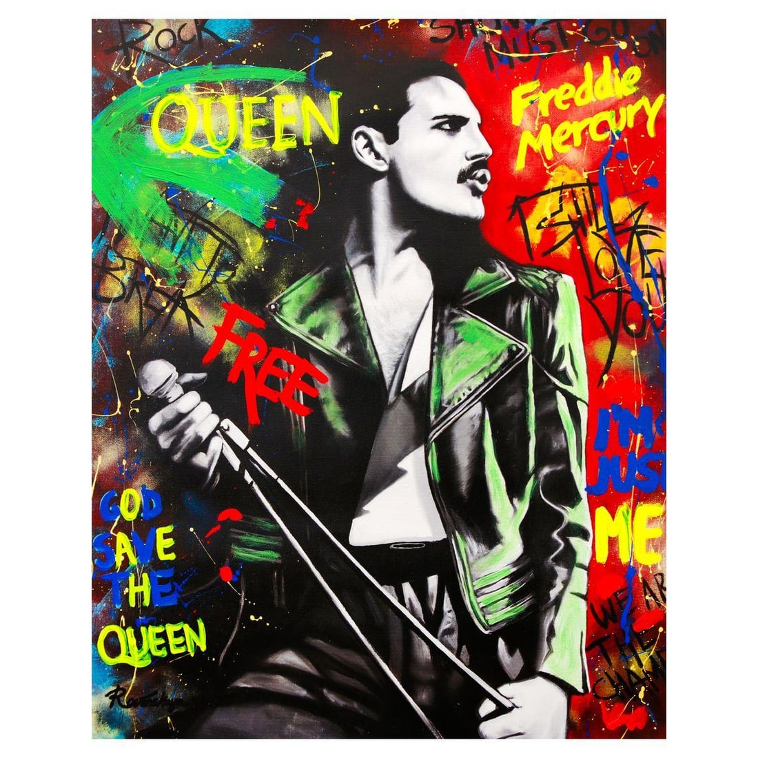 Nastya Rovenskaya- Mixed Media on Canvas "Queen": Artist: Nastya Rovenskaya. Medium: Mixed Media on Canvas. Title: Queen. Size: 30" x 24". Signature: Hand signed. Certificate of Authenticity: Is included. Reference#: 52393.