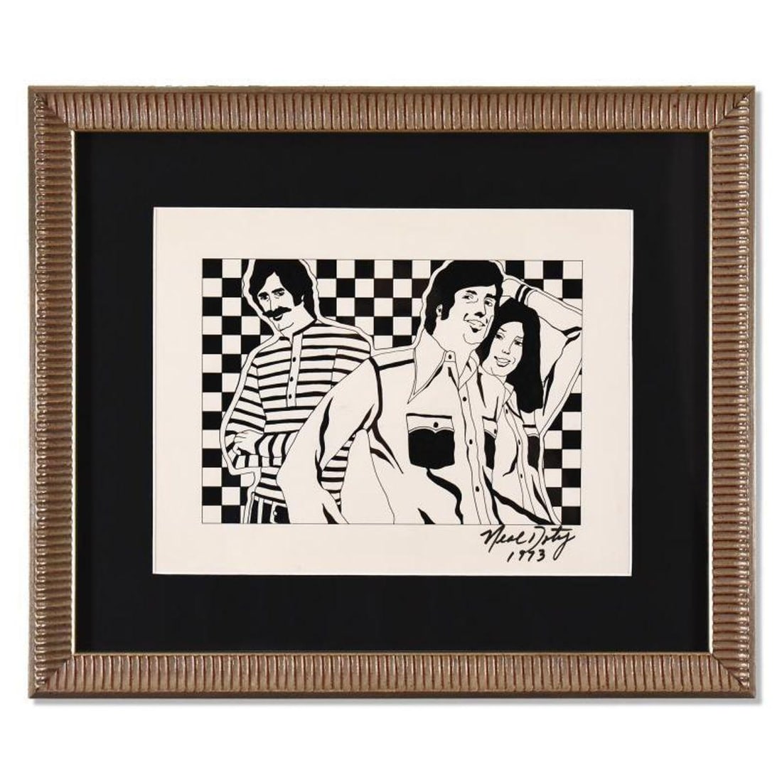 Neal Doty (1941-2016), Framed Original Pen and Ink Drawing, Dated 1973 and Hand Signed with Letter: This is an original pen and ink drawing on paper by Neal Doty (1941-2016), dated 1973 and hand signed by the artist. This piece comes custom framed. Includes Letter of Authenticity. Measures approx. 1