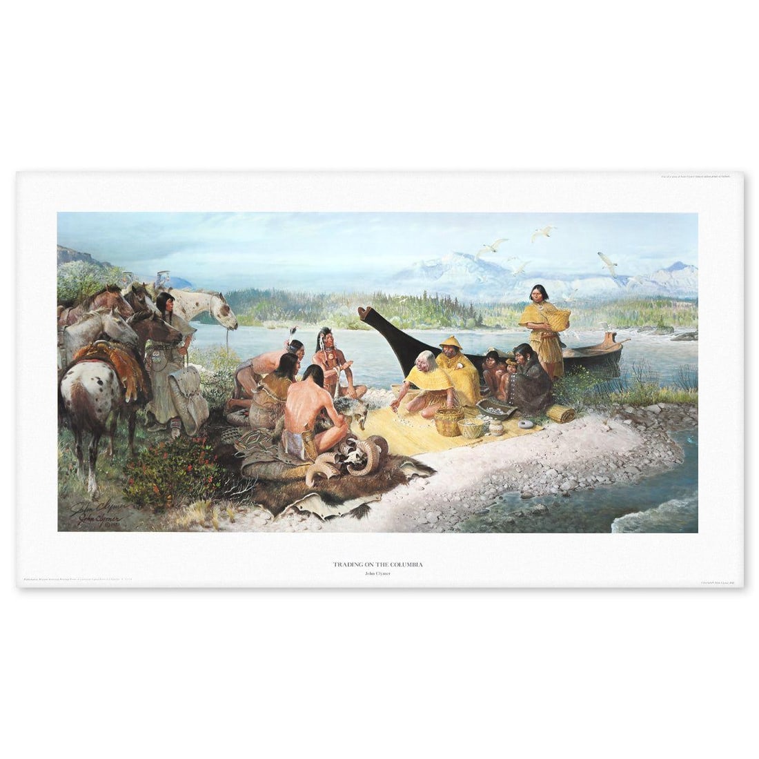 John Clymer- Offset Lithograph "Trading on the Columbia" (1 of 2)