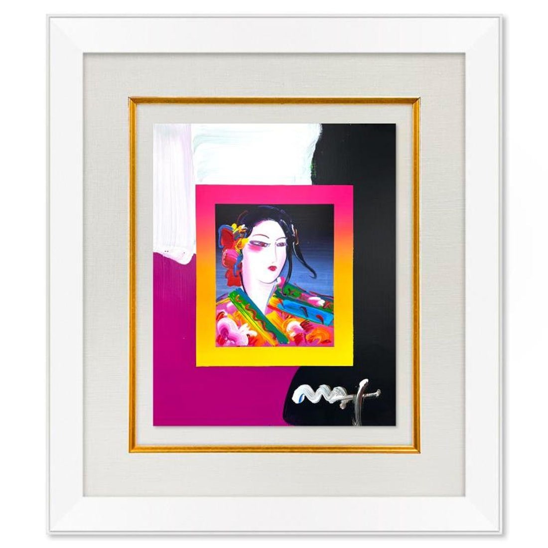 Peter Max, "Asia on Blends" Framed One-of-a-Kind Mixed Media, Hand Signed with Registration Number (1 of 2)