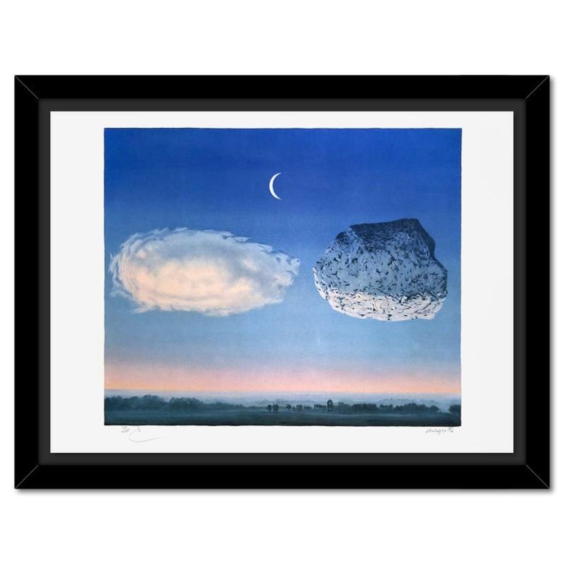 Rene Magritte 1898-1967 (After), "La Bataille de l'Argonne" Framed Limited Edition Lithograph, (1 of 3)