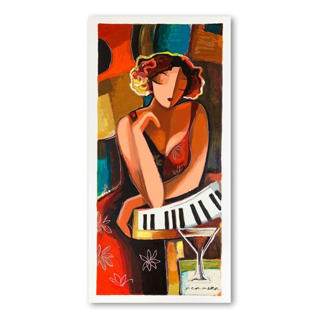 Michael Kerzner, "The Pianist" Hand Signed Limited Edition Serigraph on Paper with Letter of: The Pianist is a limited edition serigraph on paper by Michael Kerzner. It is numbered and hand signed and includes a letter of authenticity. Measures approximately 23" x 9.5" (image). Reference#:
