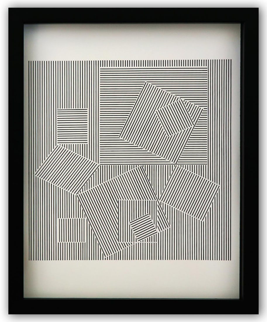 Victor Vasarely- Heliogravure Print "Untitled": Artist: Victor Vasarely. Medium: Heliogravure Print. Title: Untitled. Size: 14" x 11". Measures approx. 15" x 12" (framed). Additional: Custom Framed. Reference#: 21583.