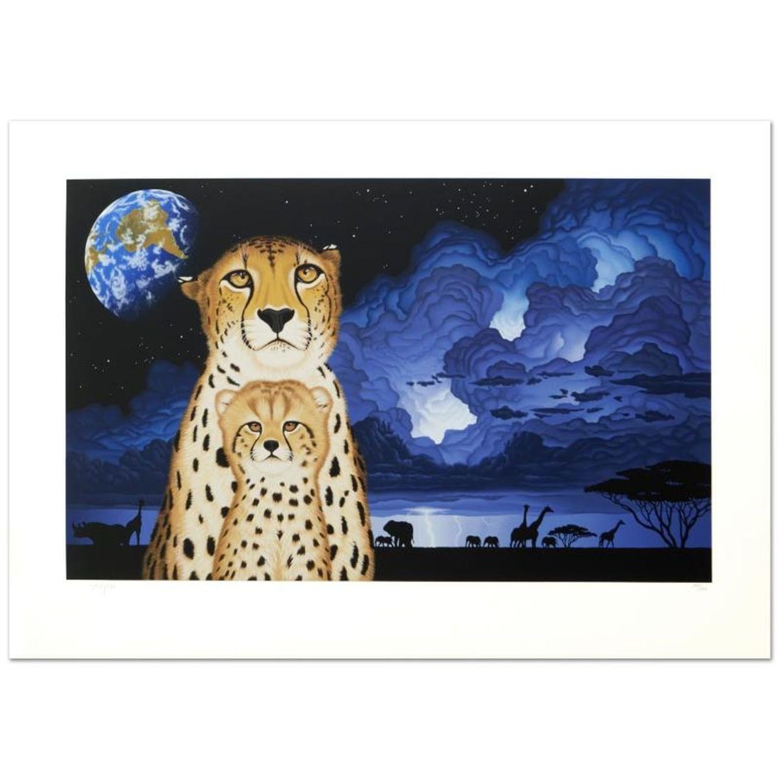 William Schimmel, "Guardians of the Night" Limited Edition Serigraph, Numbered and Hand Signed with: Guardians of the Night is a limited edition serigraph on paper by William Schimmel, numbered and hand signed by the artist! Includes Certificate of Authenticity! Measures approx. 38" x 27" (with borde