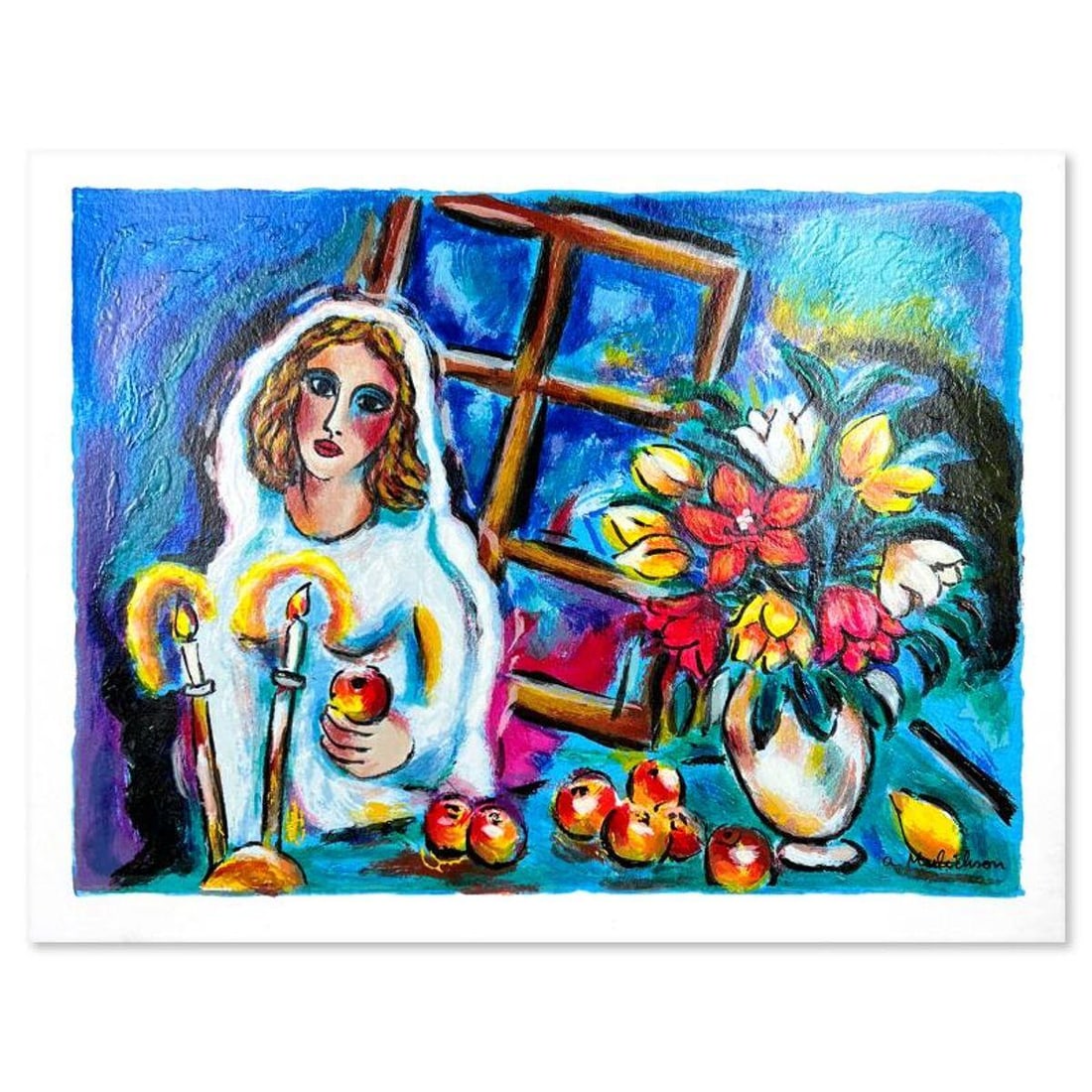 Alex Meilichson, "Glowing Candles" Hand Signed, Numbered Limited Edition Serigraph with Letter of (1 of 2)