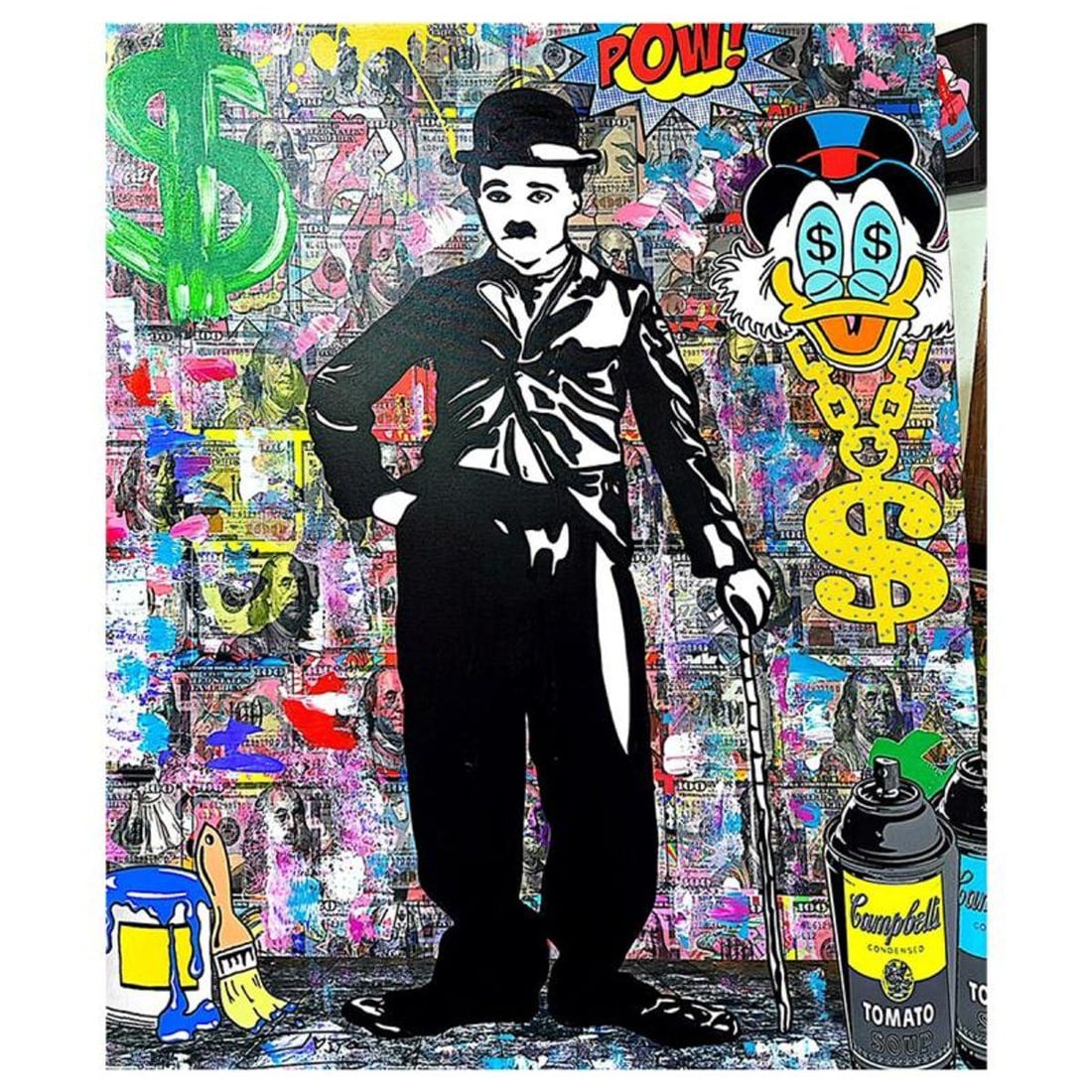 Jozza, "Forever Charlie" Unique Mixed Media on Canvas, Hand Signed Inverso with Letter of (1 of 1)