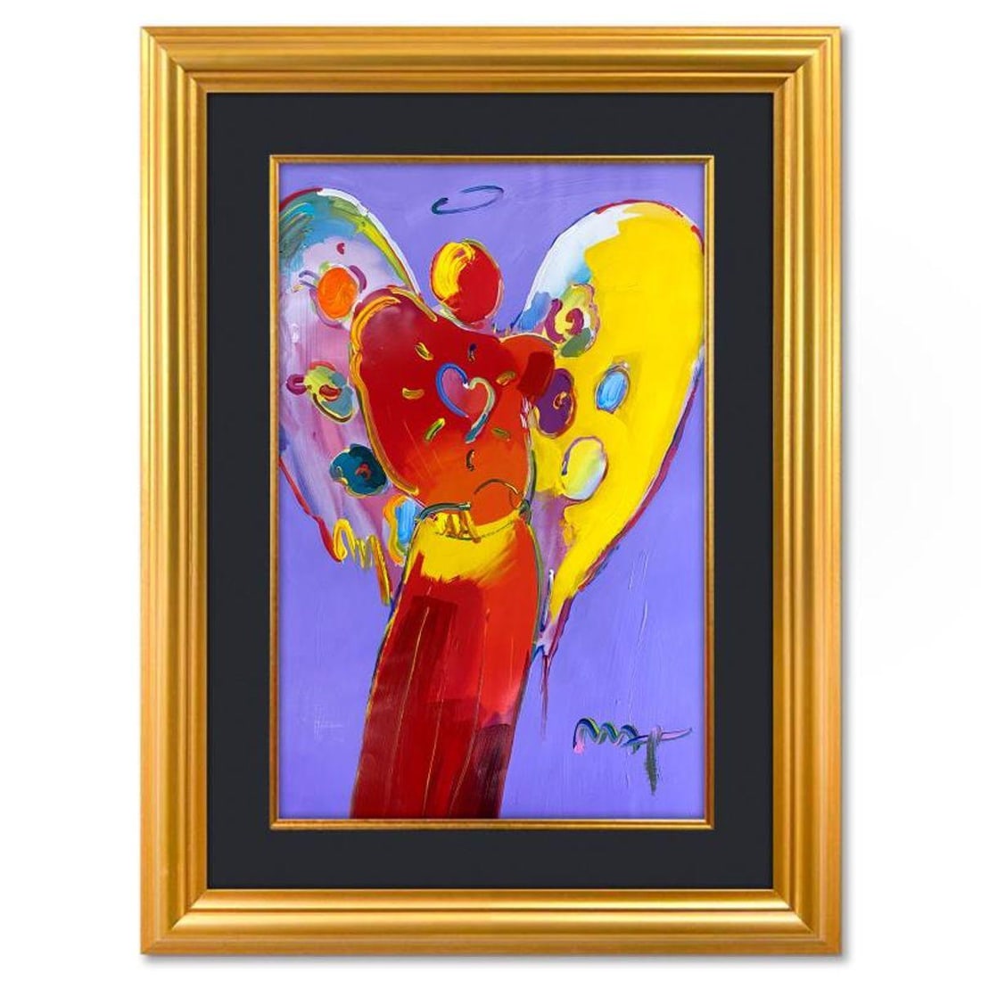Peter Max, "Angel with Heart" Framed One-of-a-Kind Mixed Media, Hand Signed with Registration Number (1 of 2)