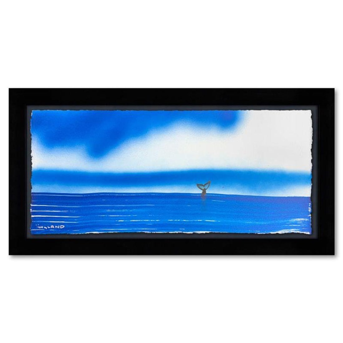Wyland, "Fluke" Framed, Hand Signed Original Painting with Letter of Authenticity.: Fluke is an original painting acrylic on deckle edge paper by Wyland. Hand signed by the artist, the piece comes custom framed and with a letter of authenticity. Measures approximately 14.5" x 26.5" (
