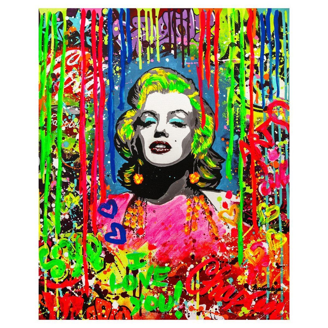 Nastya Rovenskaya- Mixed Media on Canvas "Blonde Bombshell": Artist: Nastya Rovenskaya. Medium: Mixed Media on Canvas. Title: Blonde Bombshell. Size: 30" x 24". Signature: Hand signed. Certificate of Authenticity: Is included. Reference#: 52397.