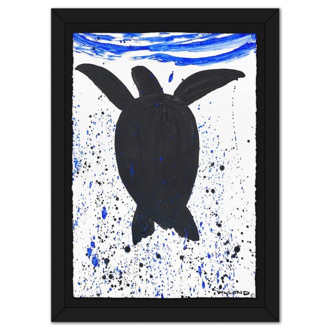 Wyland, "Sea Turtle Encounter" Framed Original Sumi Ink Painting, Hand Signed with Letter of (1 of 2)