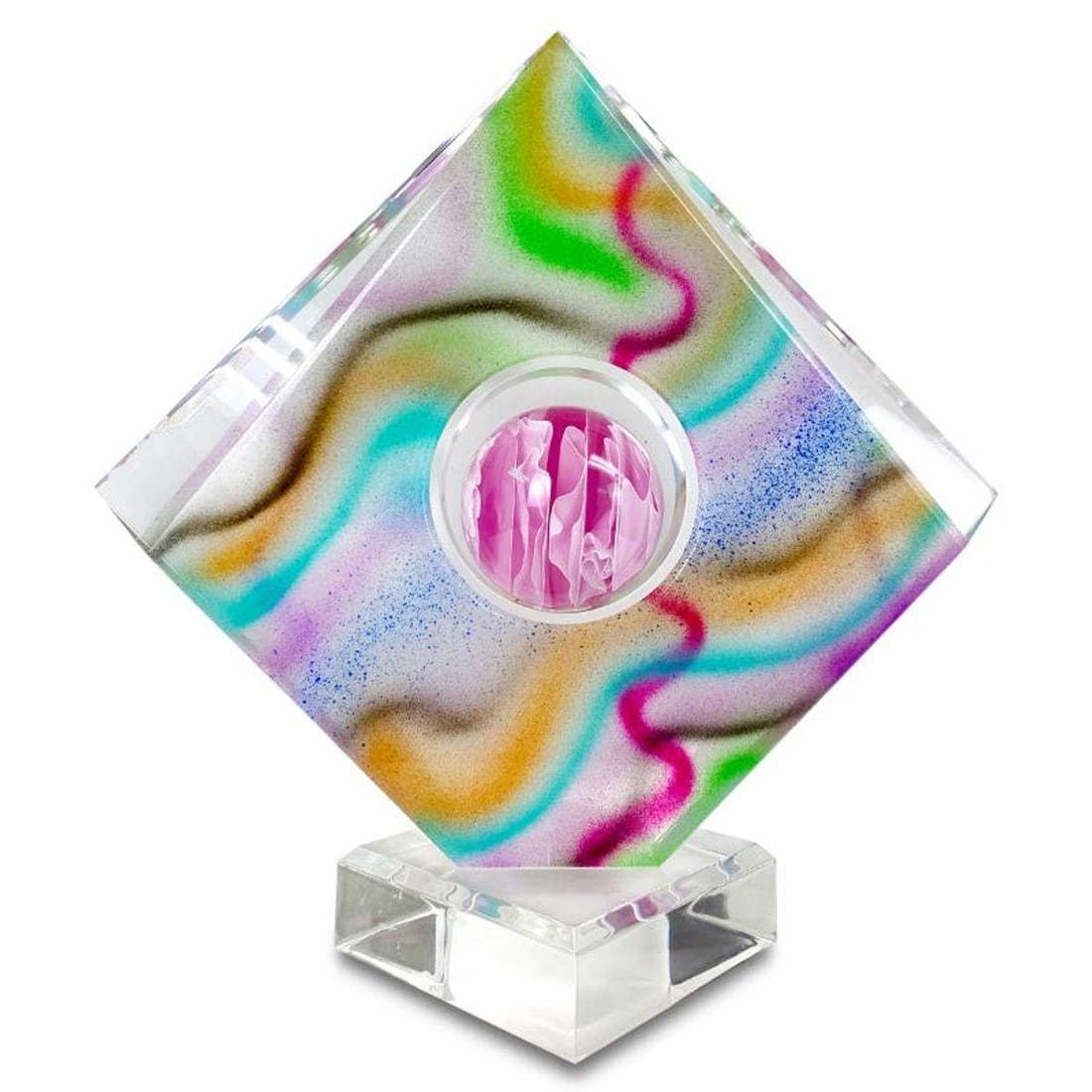 Shlomi Haziza, Acrylic Sculpture, Hand Signed with Letter of Authenticity.: This is an acrylic sculpture by Shlomi Haziza, hand signed by the artist. Includes Letter of Authenticity. Measures approx. 17" x 17" 9". There are minor scuffs and scratches on the piece.