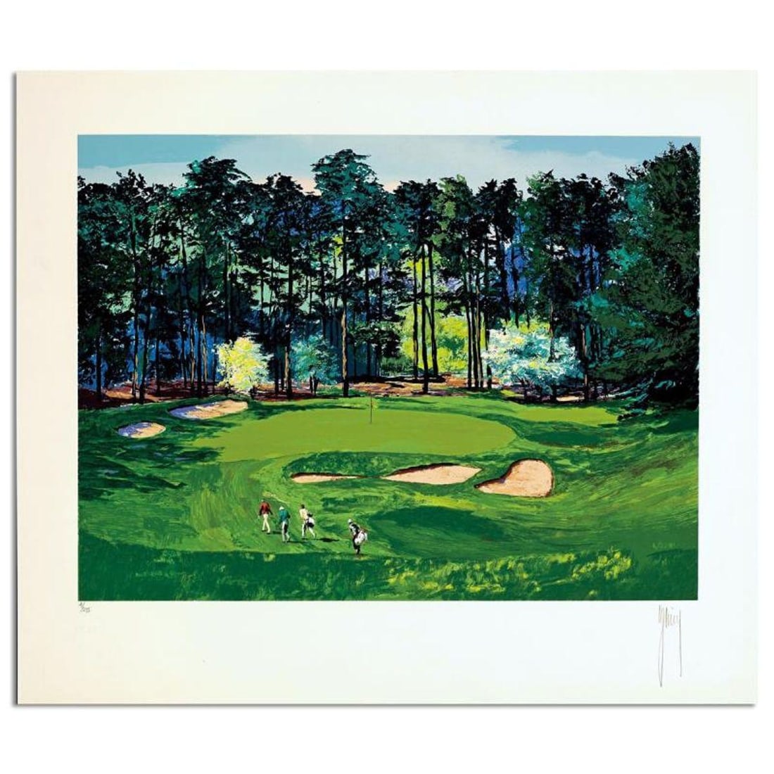 Mark King (1931-2014), "Pinehurst II (4 Up Golf)" Hand Signed Limited Edition Serigraph with Letter: Pinehurst II (4 Up Golf) is a limited edition serigraph on paper by Mark King (1931-2014). Hand signed and numbered, this piece comes with a letter of authenticity and measures approximately 15" x 20"