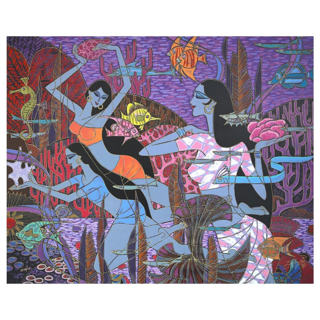 Zu Ming Ho- Silkscreen "Pink Coral": Artist: Zu Ming Ho. Medium: Silkscreen. Title: Pink Coral. Size: 24" x 30". Signature: Hand signed and numbered. Reference#: 74854.