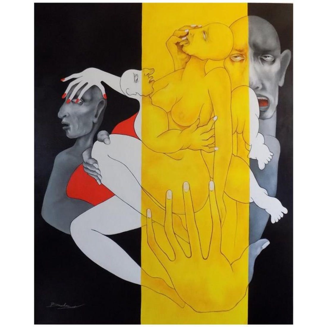 Berberyan, "Antoward Activities" Hand Signed Original Painting on Canvas with Letter of: Antoward Activities is an original acrylic mixed media painting on canvas by Ara Berberyan. The piece is hand signed and comes with a letter of authenticity. Measures approximately 60" x 48".