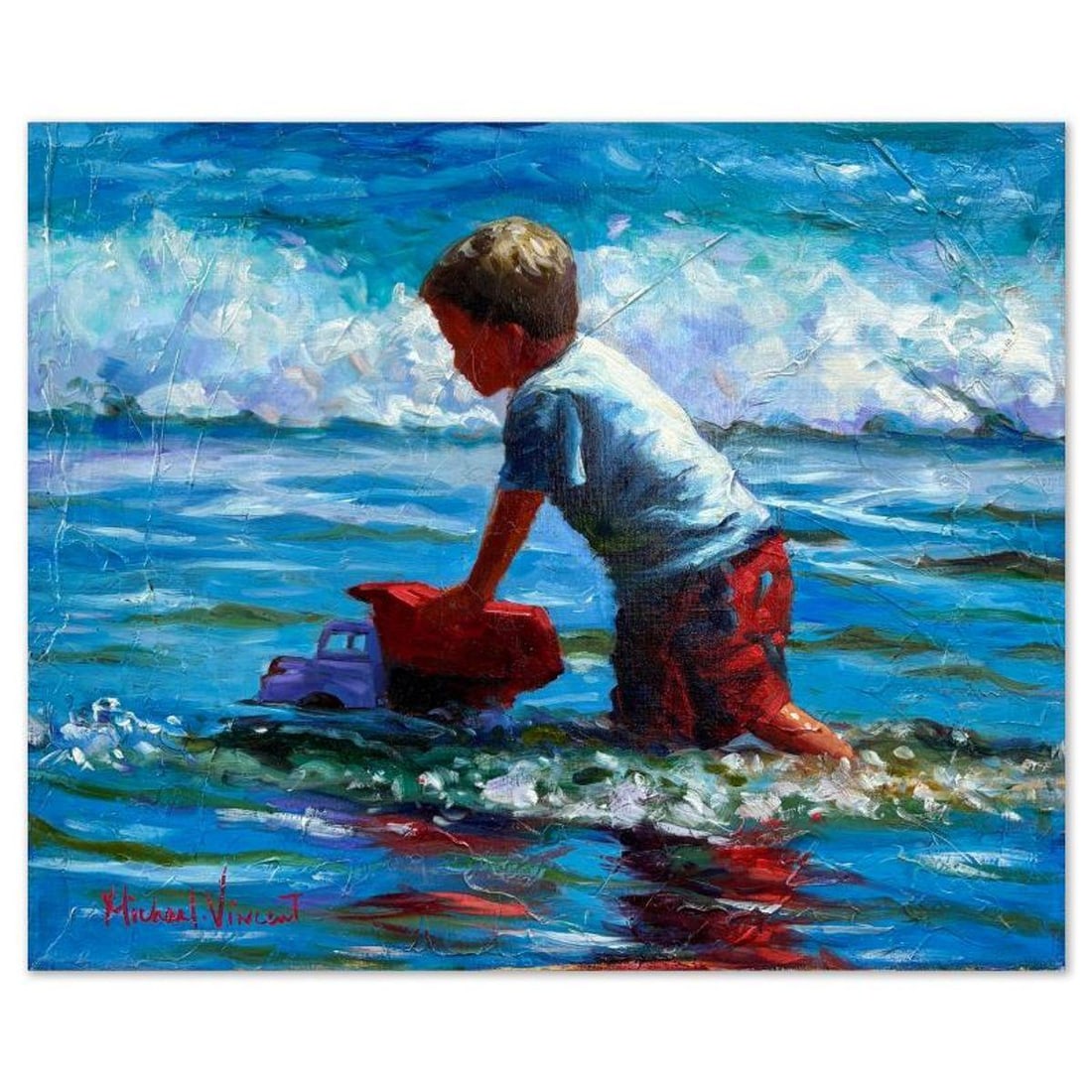 Michael Vincent, "Keep on Truckin" Original Painting on Canvas, Hand Signed with Letter of (1 of 2)