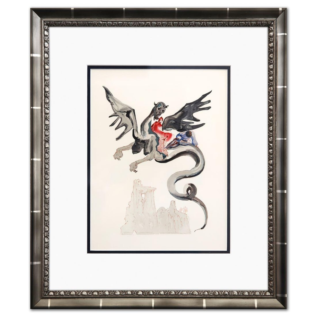 Salvador Dali- Original Color Woodcut on B.F.K. Rives Paper "Inferno 17" (1 of 2)