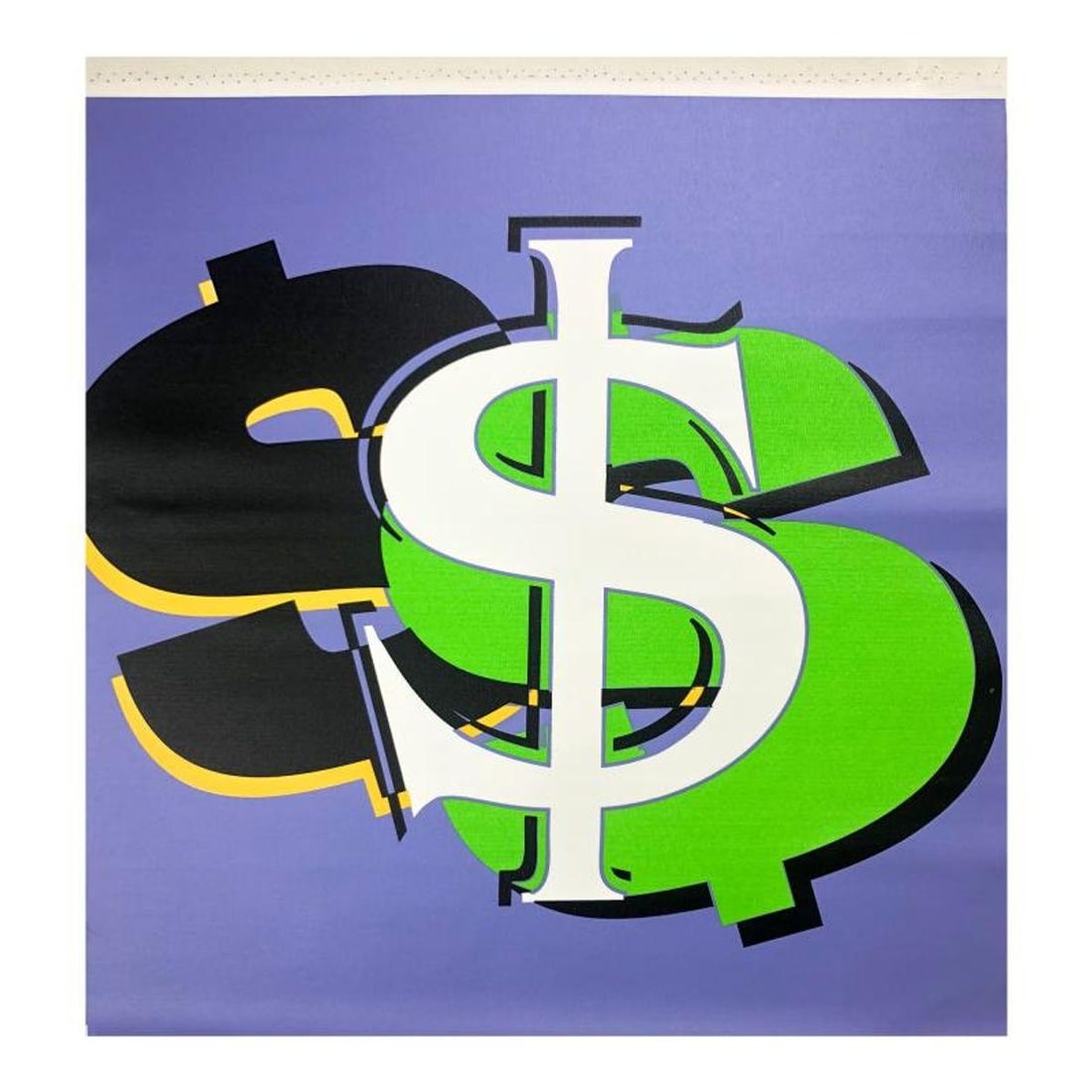 Steve Kaufman (1960-2010), "Dollar Sign (Purple)" Hand Signed and Numbered Limited Edition Hand: Dollar Sign (State 2) is limited edition hand pulled silkscreen unique mixed media on canvas by Andy Warhol protege Steve Kaufman (1960-2010). This piece is numbered and hand signed inverso and includ