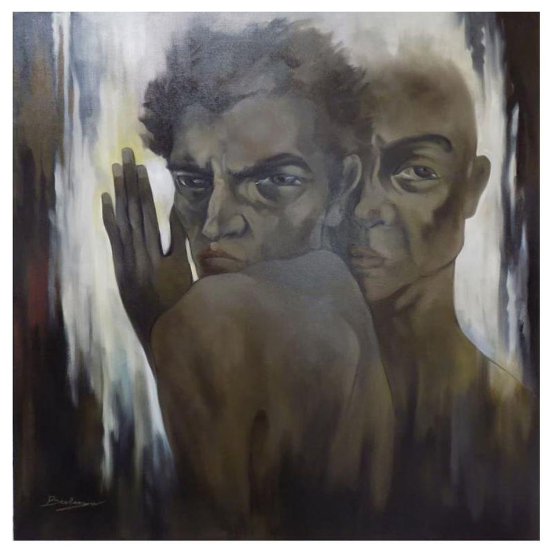 Berberyan, "Never Again" Hand Signed Original Painting on Canvas with Letter of Authenticity.: Never Again"& is an original acrylic mixed media painting on canvas by Ara Berberyan. The piece is hand signed and comes with a letter of authenticity. Measures approximately 36" x 36".