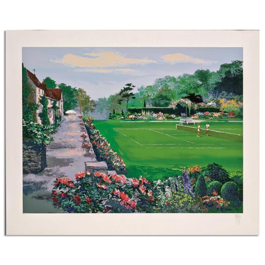 Mark King (1931-2014), "Lawn Tennis" Hand Signed Limited Edition Serigraph with Letter of: Lawn Tennis is a limited edition serigraph on paper by Mark King (1931-2014). Hand signed and numbered, this piece comes with a letter of authenticity and measures approximately 30" x 40" (image). Ref