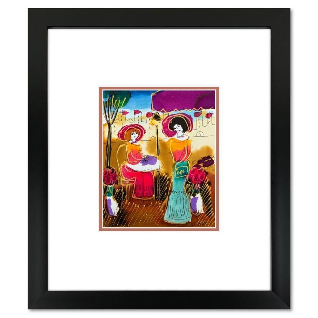 Moshe Leider, Framed Original Mixed Media Watercolor Painting, Hand Signed with Letter of (1 of 2)