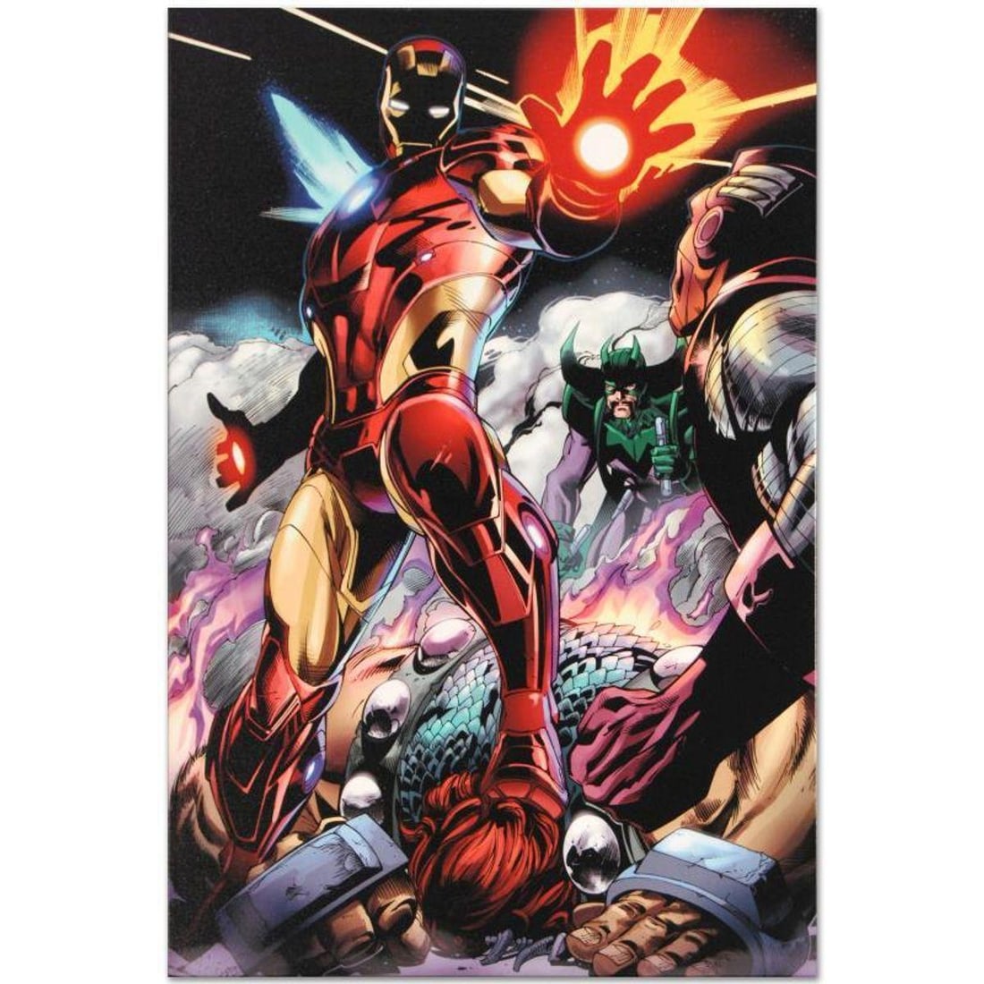 Marvel Comics "Iron Man/Thor #2" Numbered Limited Edition Giclee on Canvas by Scot Eaton with COA.: A piece of comic book history, this limited edition, from original art by Scot Eaton, depicts an action packed scene starring Iron Man. Born and raised in Vermont, Scot Eaton's artistic talent became