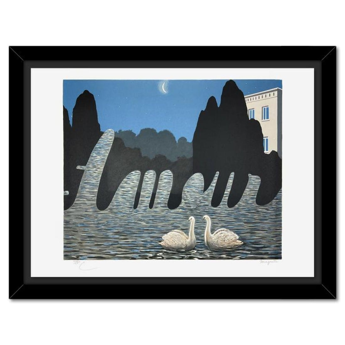 Rene Magritte 1898-1967 (After), "L'Art de la Conversation" Framed Limited Edition Lithograph,: L'Art de la Conversation is a limited edition lithograph by Rene Magritte (1898-1967). This piece is numbered 200/275 and bears the dry stamps of the Magritte Foundation & ADAGP (Society of Authors in