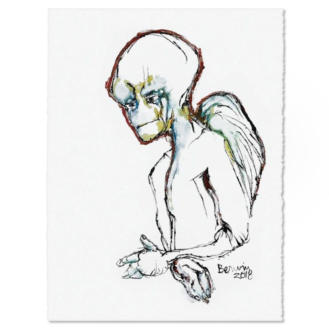 Milton Berwin (1925-2023), Original Painting (30" x 22.5"), Hand Signed with Letter of Authenticity.: This is an original painting on paper by Milton Berwin (1925-2023), hand signed by the artist. Includes Letter of Authenticity. Measures approx. 30" x 22.5" (image).