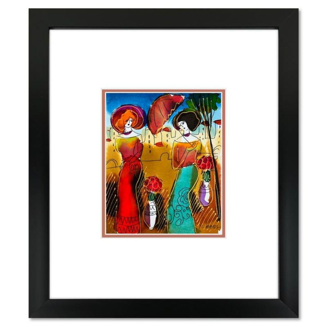 Moshe Leider, Framed Original Mixed Media Watercolor Painting, Hand Signed with Letter of (1 of 2)