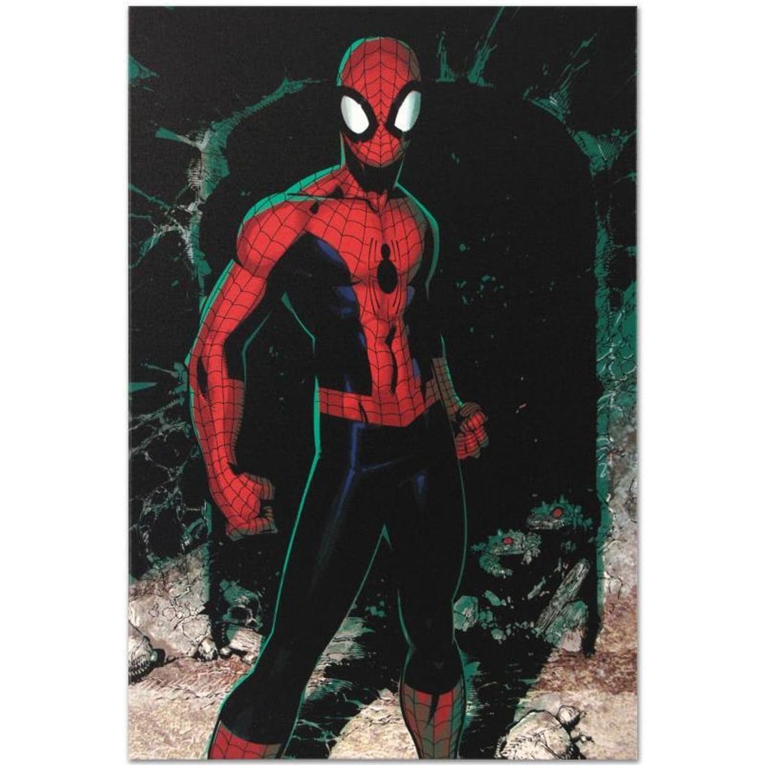 Marvel Comics "X-Men #7" Numbered Limited Edition Giclee on Canvas by Chris Bachalo with COA.: A piece of comic book history, this limited edition, from original art by Chris Bachalo, depicting an eerily backlit Spider-Man. Known for his quirky style, Chris Bachalo has illustrated issues of X-M