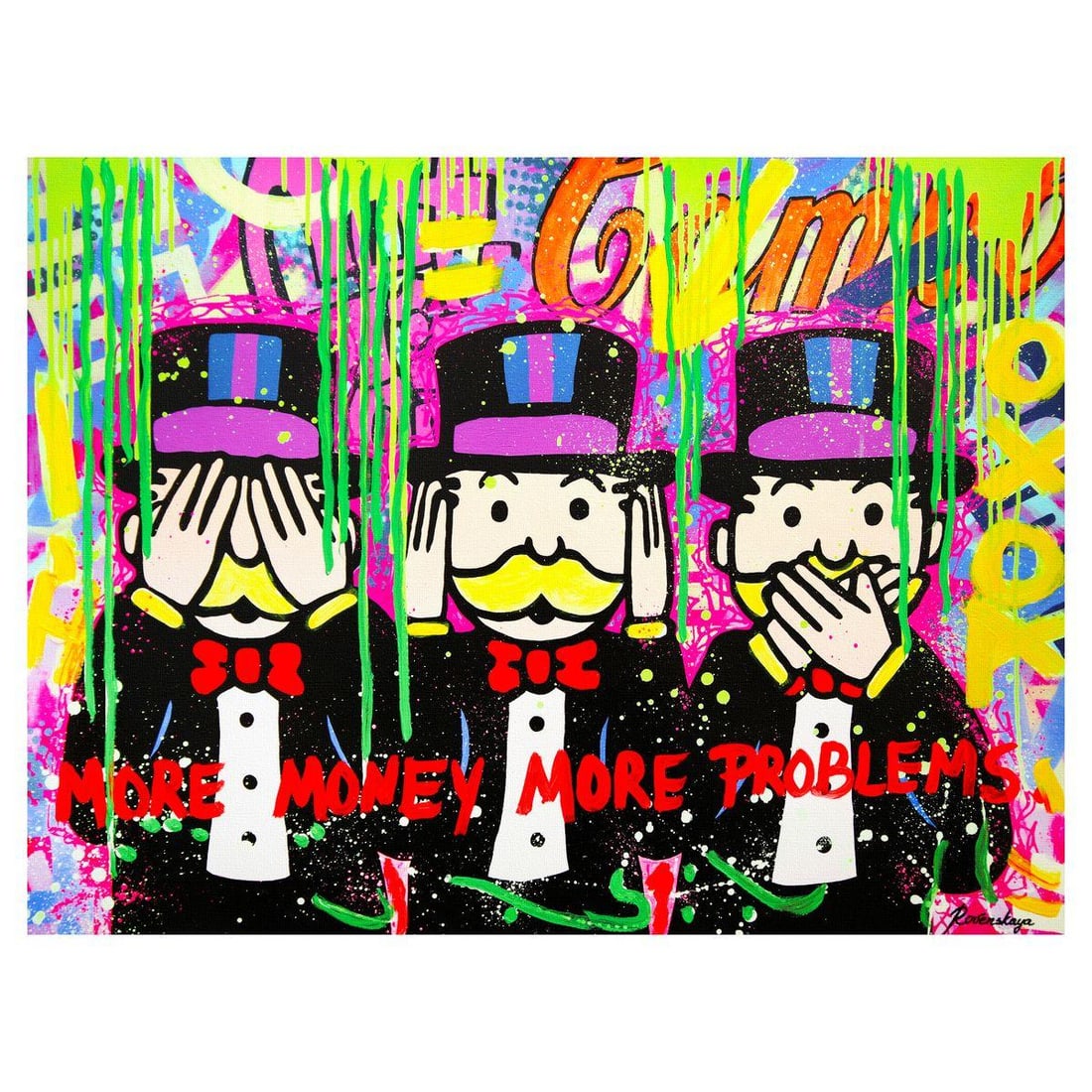 Nastya Rovenskaya- Mixed Media on Canvas "Wealth, Secrets, and Silence": Artist: Nastya Rovenskaya. Medium: Mixed Media on Canvas. Title: Wealth, Secrets, and Silence. Size: 30" x 40". Signature: Hand Signed. Certificate of Authenticity: Is included. Reference#: 36718.